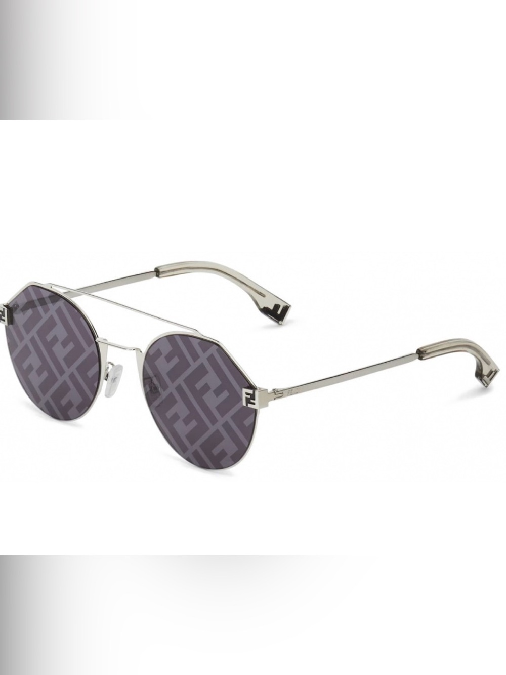 Fendi Silver Frame Sunglasses with Gray Logo Lenses